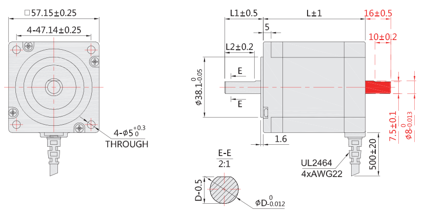 57步進(jìn)電機(jī)外形尺寸圖 57步進(jìn)電機(jī)外形尺寸圖