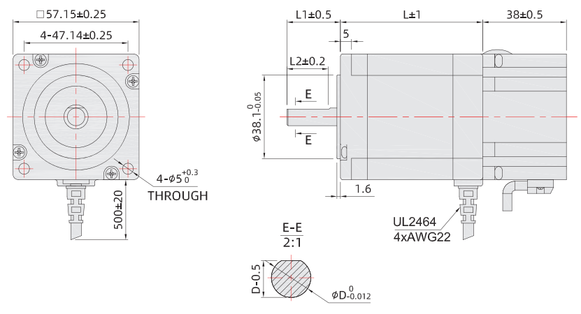 57mm剎車步進外形尺寸圖 57mm剎車步進外形尺寸圖